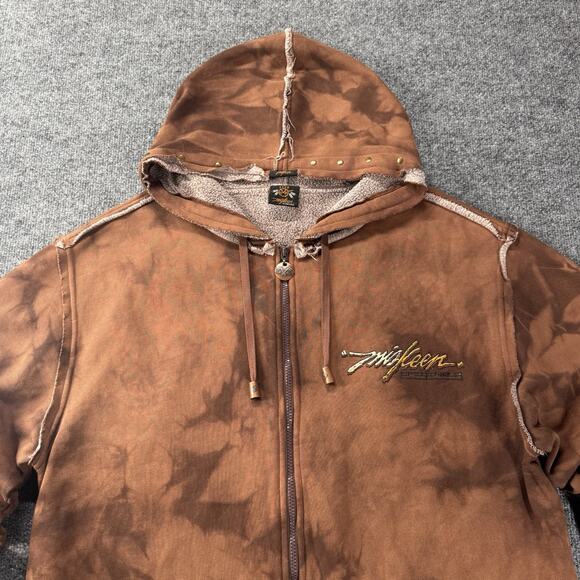 VTG Miskeen Originals Brown Tie-Dye Embroidered Art Zip Hoodie Streetwear Jacket - Picture 6 of 13